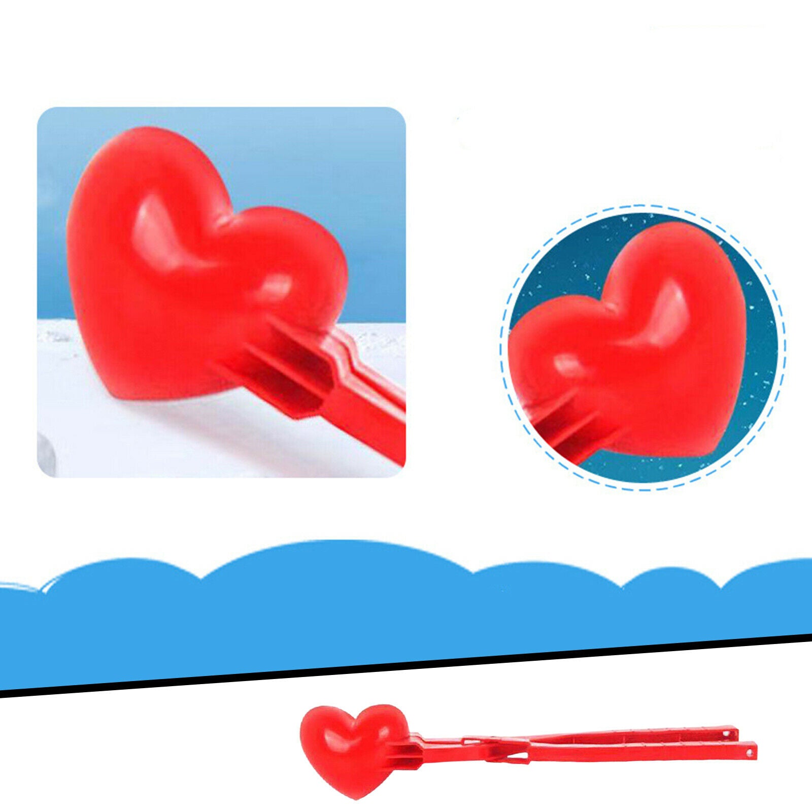 Heart Shaped Snowbal Maker Clips Clamps Kids Child Beach Snow Sand Mold