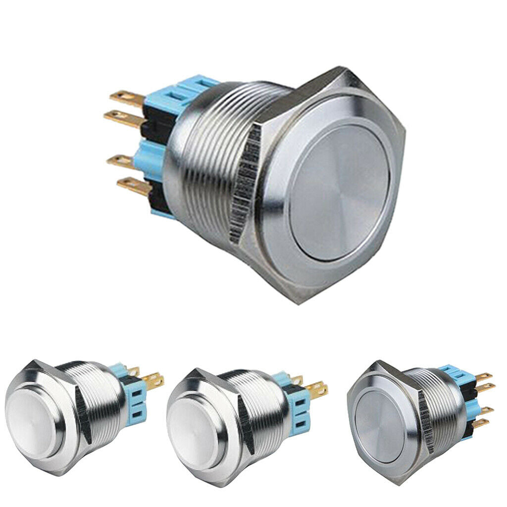 25mm Stainless Steel Push Button Switch 1NO1NC Flat Round Self-reset