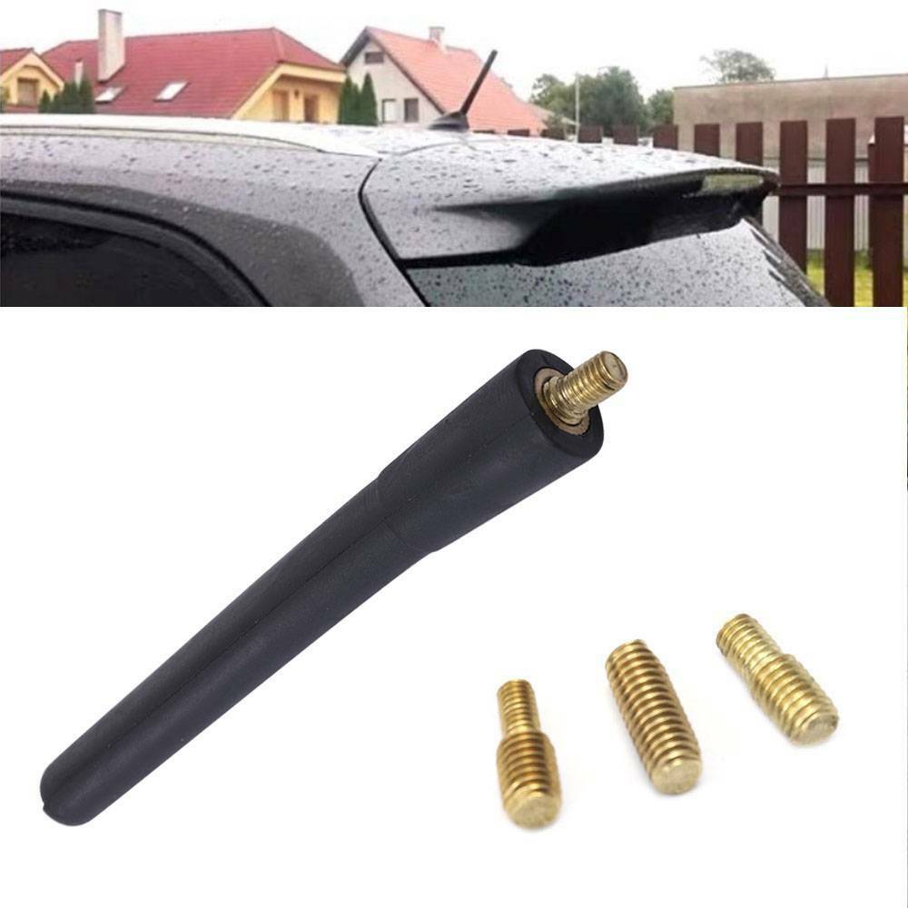 1Set Black Short Stubby Car Antenna AM/FM Radio Aerial Mast Screw Type Universal