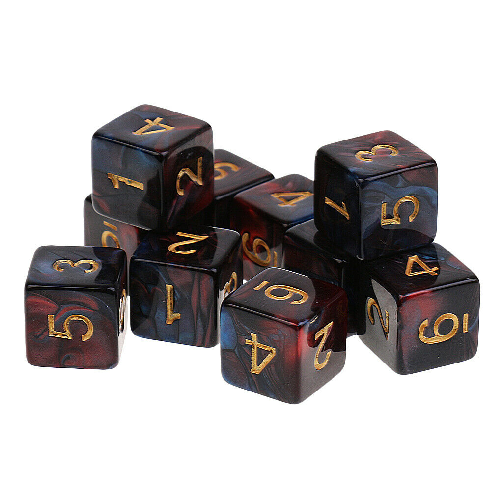 10x D6 acrylic dice 6-sided dice accessories for board game RPG game blue red