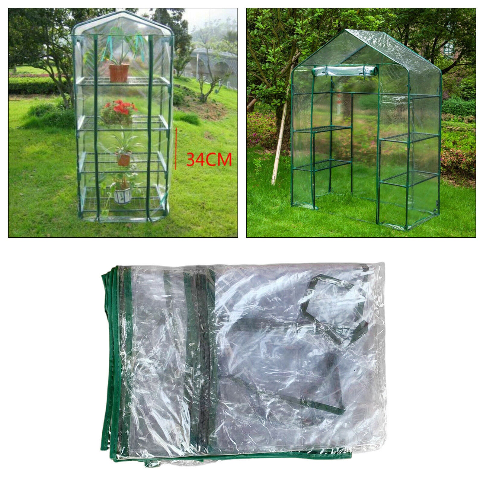 Portable PVC 69x49x158cm 4 Tier Plant Cover for Mini Greenhouse