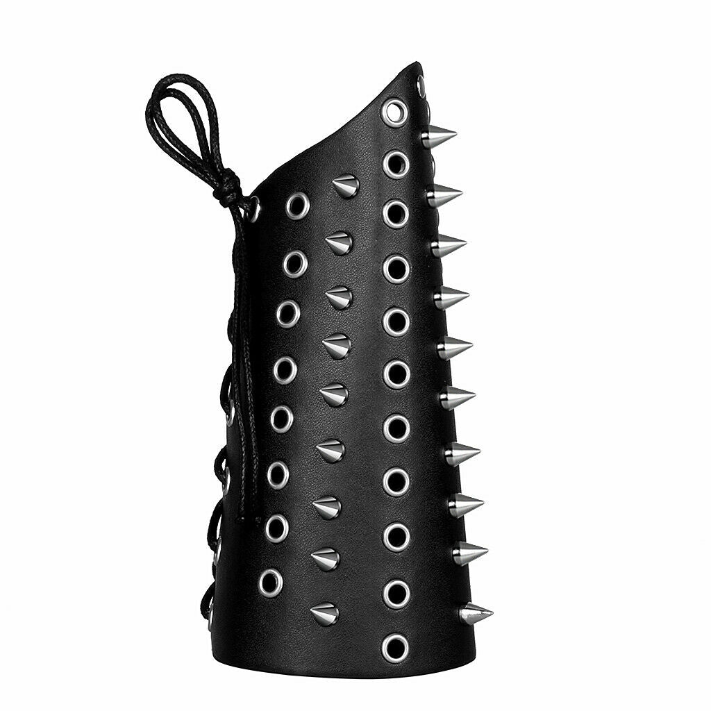 2pcs Punk Wide Leather Rivet Arm Bracers Arm Gauntlets Arm Guard Wristband
