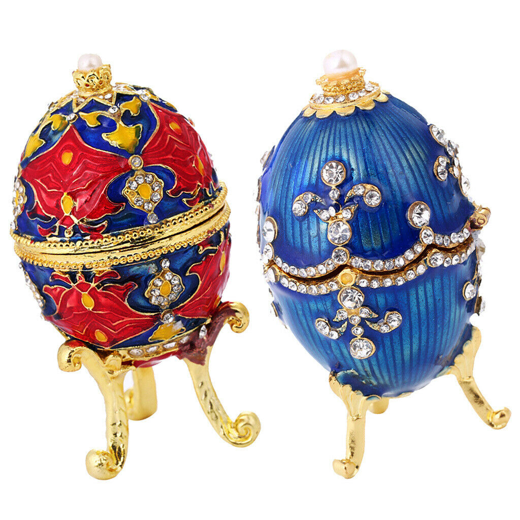 2Pcs Easter Egg Trinket Box Souvenir Craft Jewelry Birthday Gift Home Decoration