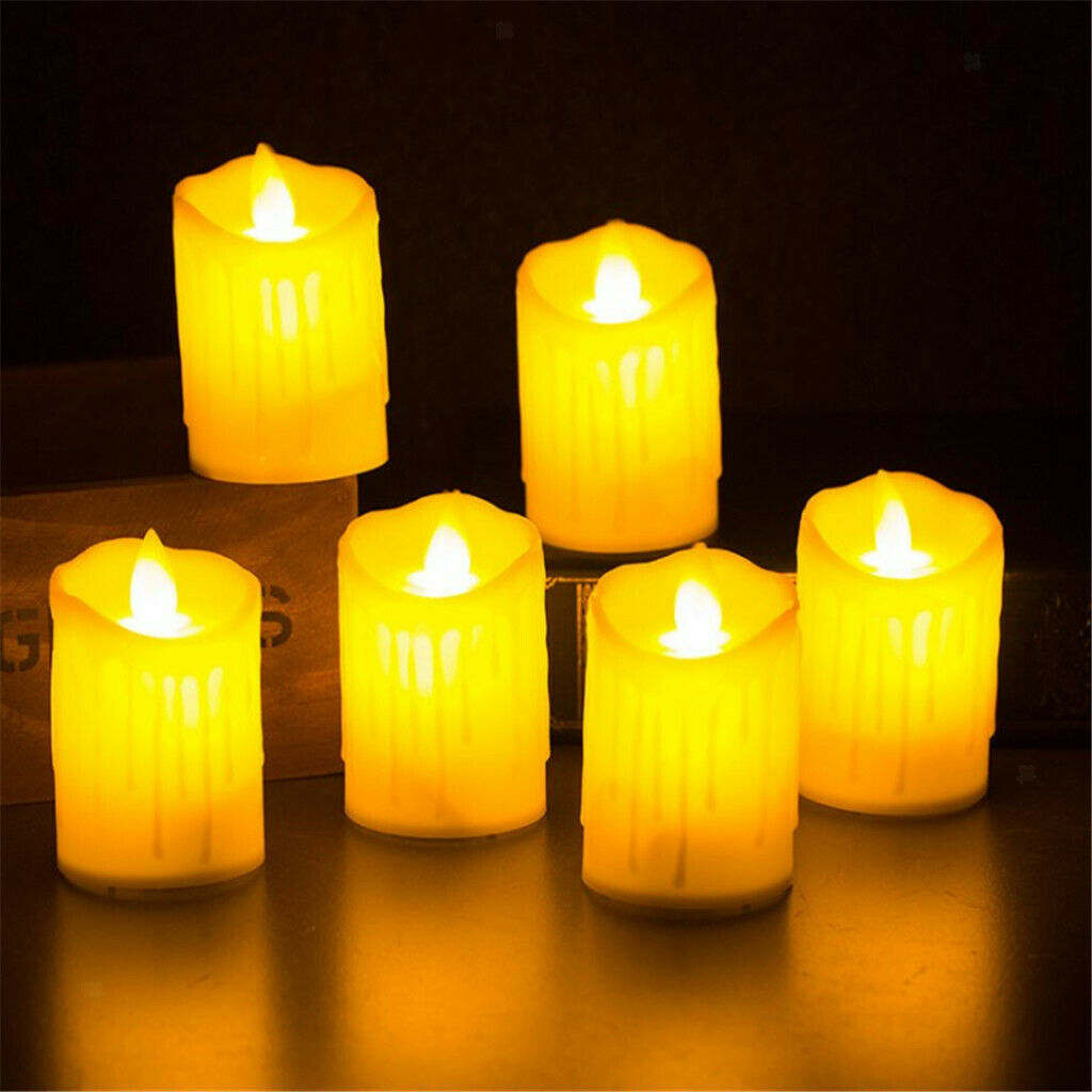 Flameless Candles, Real Wax Pillars LED Candle, Realistic Dancing LED Flames Tea
