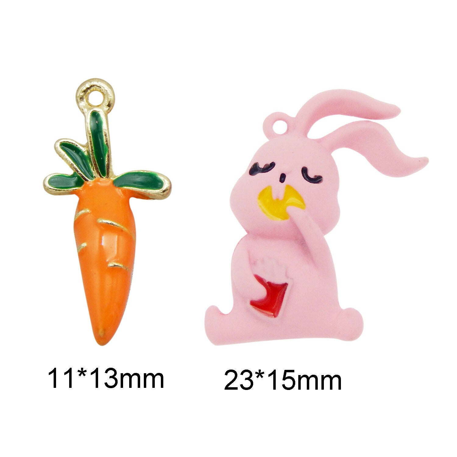 8PCS Enamel Colorful Alloy Rabbit and Carrots Pendant Charms DIY Making Findings
