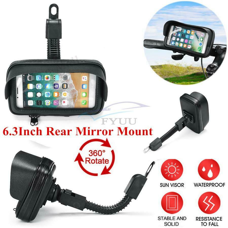 Black 6.3-inch Mobile Phone Bracket Motorcycle Rearview Mirror Mounting Sleeve