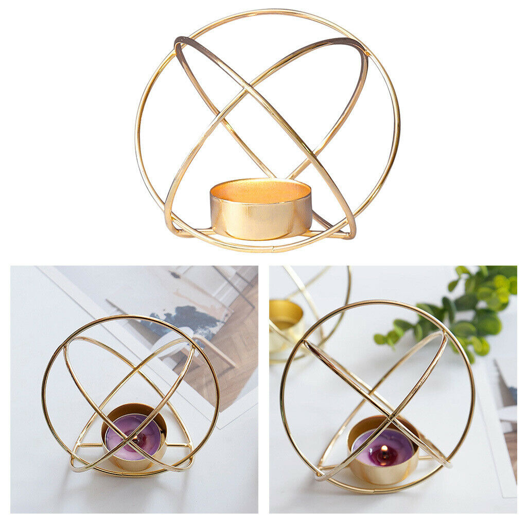 Nordic Style Golden Metal Wire Geometric Candle Holder for Home Decoration