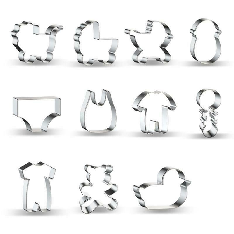 11pcs Baby Shower Cookie Cutter Stainless Steel Biscuit Molds
