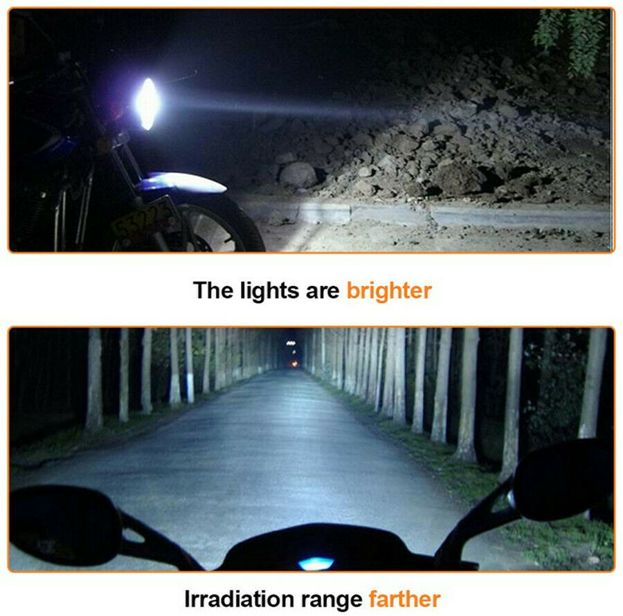 2x Motorcycle Headlight Spot Fog Lights Head Lamp 9 LED Front 15W 1500LM +Switch