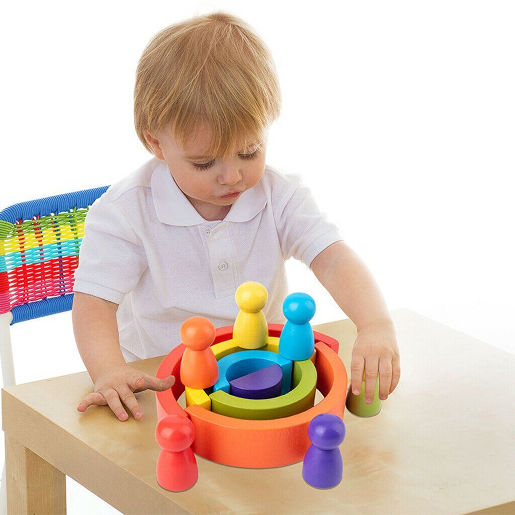 Rainbow Stacker Nesting Puzzle Tunnel Blocks Numbers Learning Toys for Kids