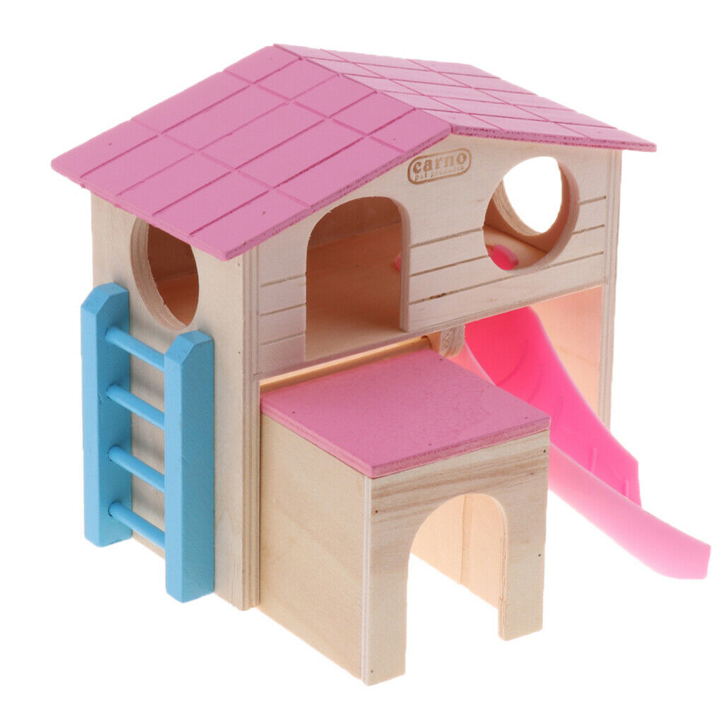 Set of 2 Double Layers Hamster House Wooden Small Animals Pet Rats Gerbil