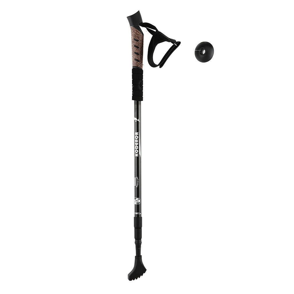 2pcs Folding Trekking Walking Hiking Sticks Poles Camping Cane Bag Black