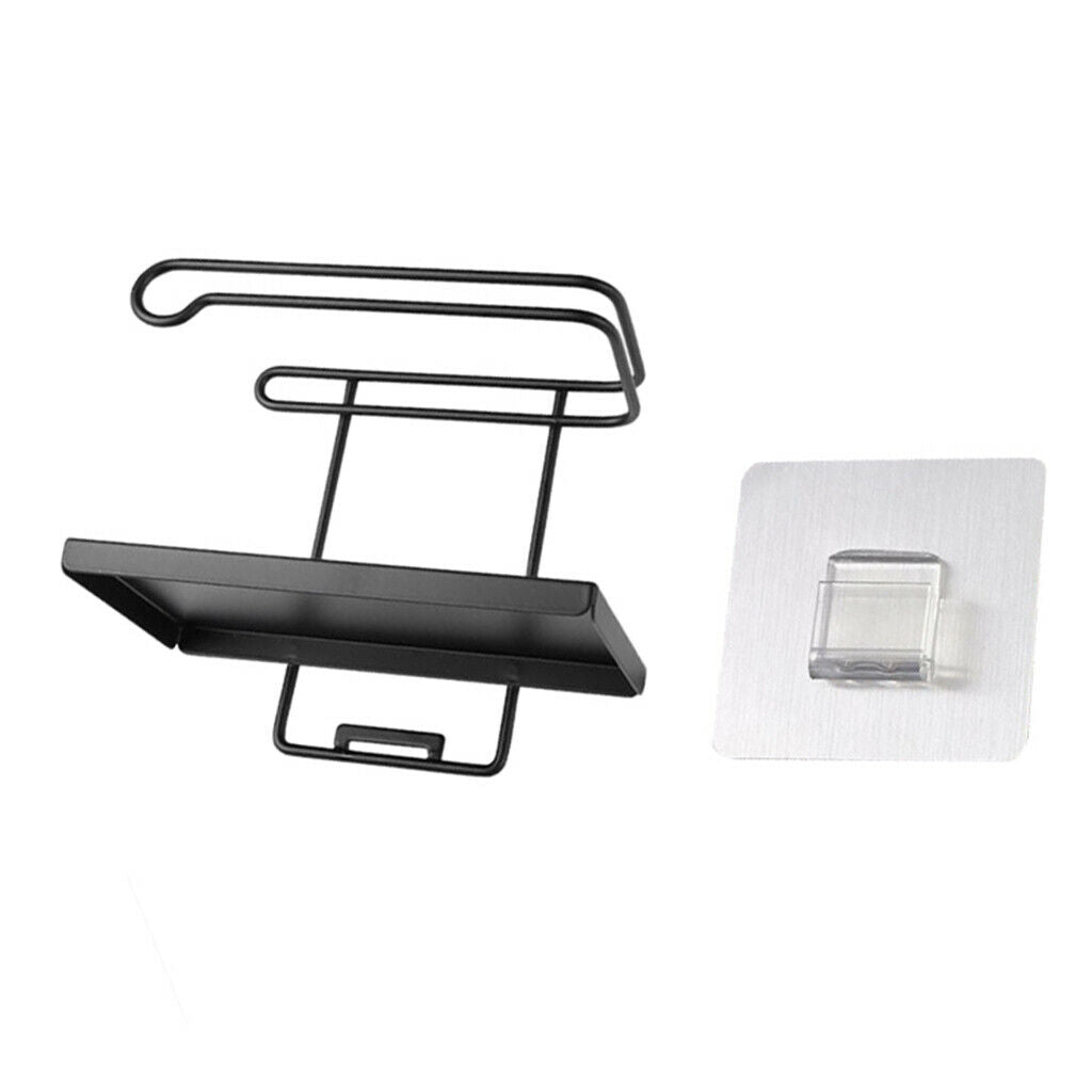 Wall Mounted Kitchen Shelf Bathroom Iron Toilet Roll Storage Rack Black