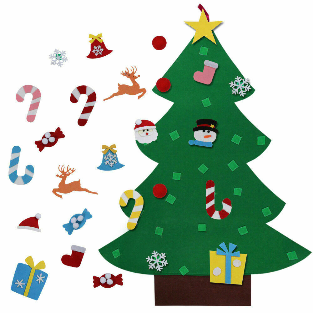 Christmas Tree Felt Set with Ornaments Elk Candy DIY Kids Xmas Gift Home Decor