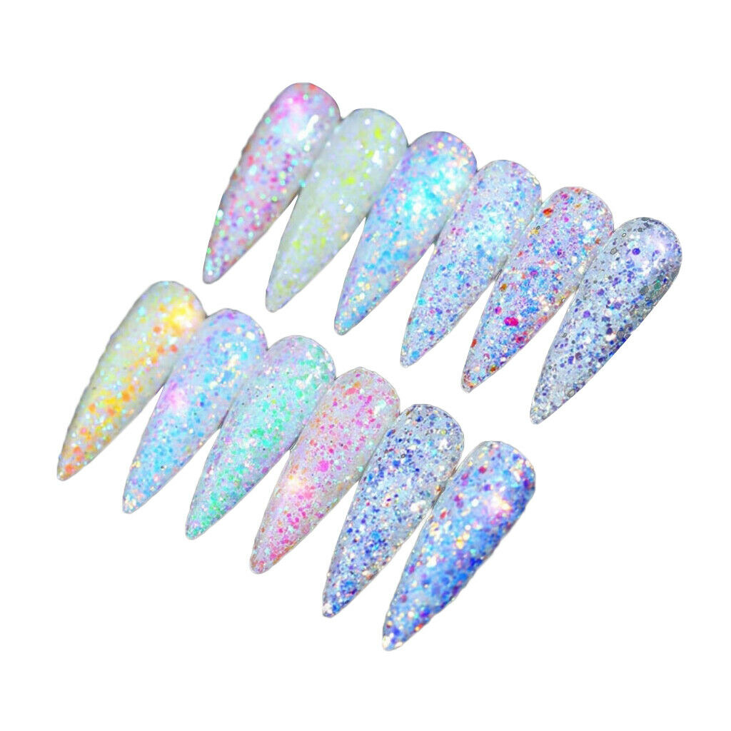 12 Mixed Colors Holographic Glitter Nail Art Sequins Iridescent Flakes
