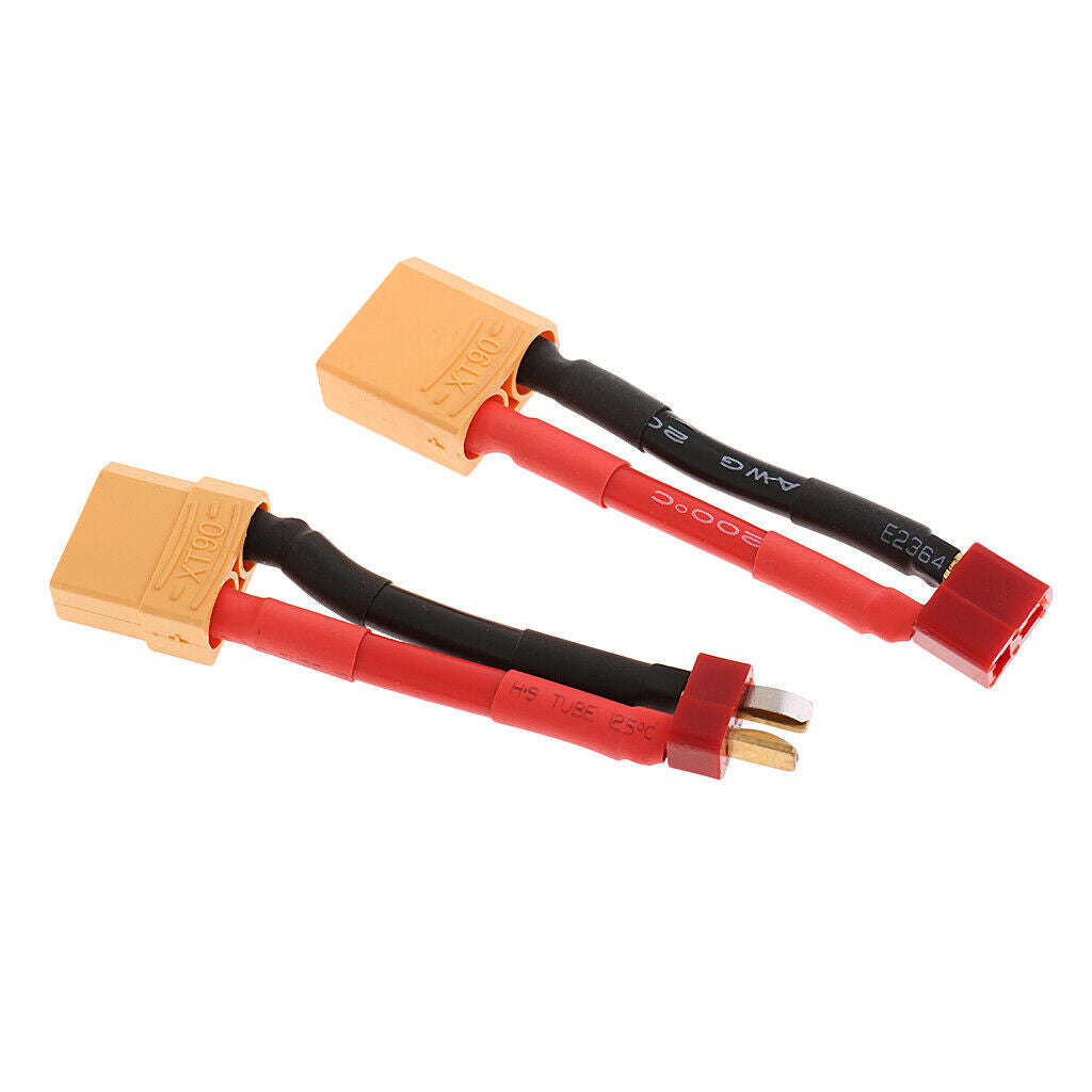 Pair of RC XT90 to T Male to Female Lipo Battery Adapter Charger