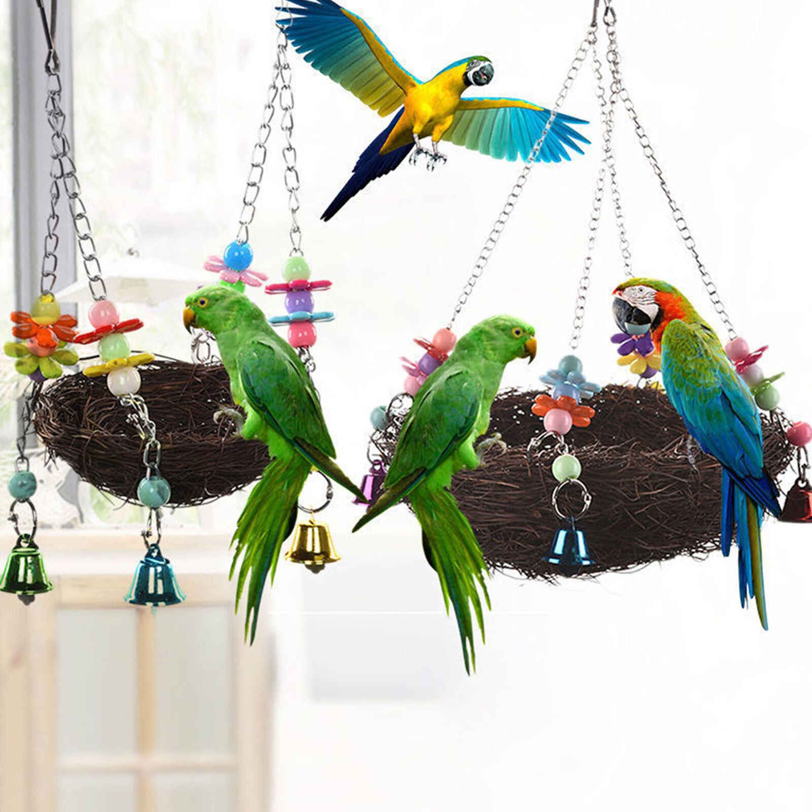 Parrot Bird Swing Hanging Chew Toys Parakeet Budgie Cockatiel Nest Hammock