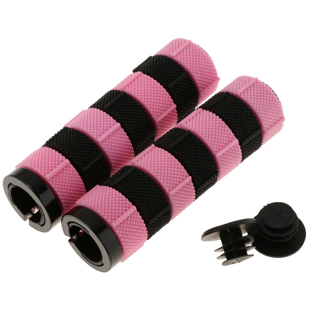 Anti slip MTB Bicycle Bike Handlebar Grips Silicone Gel Cover Pink + Black