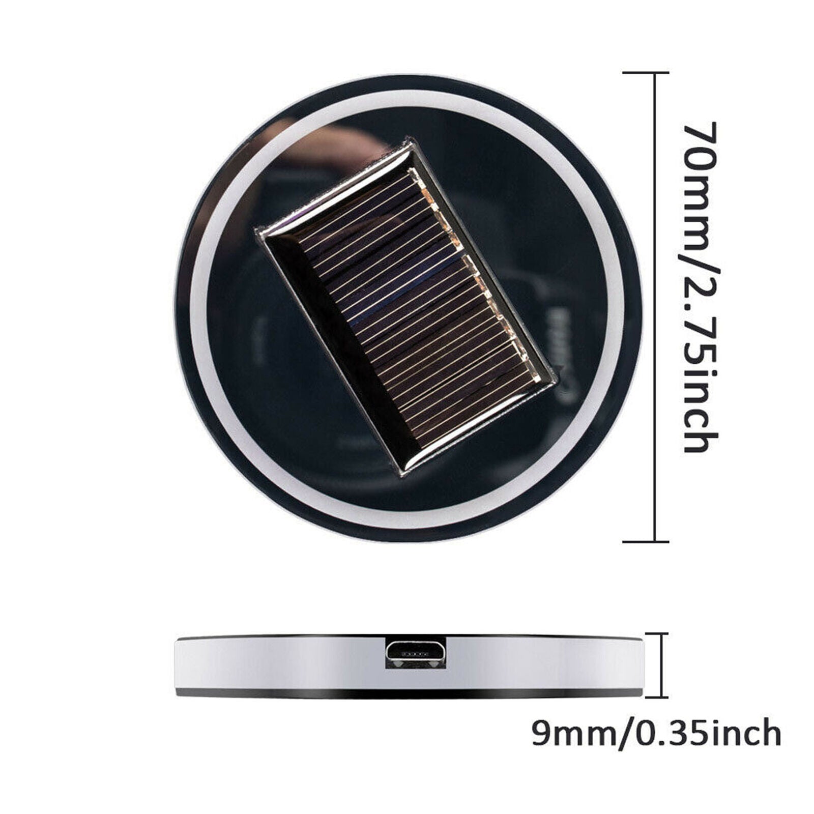 LED Car Solar Cup Holder Light Bottom Pad Mat Cover Trim Drink Coaster Lamps 1PC