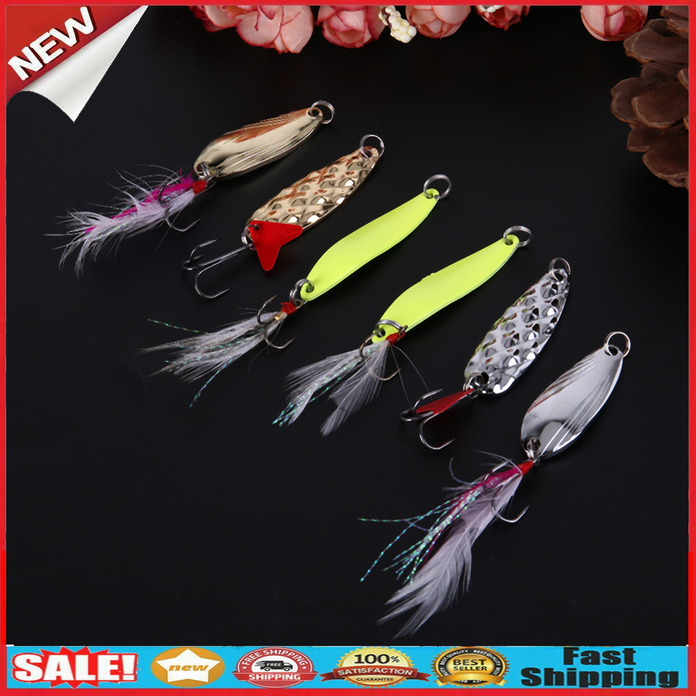10pcs Metal Fishing Lures Tackle with 6 Single Hook and 4 Treble Hook Lures @