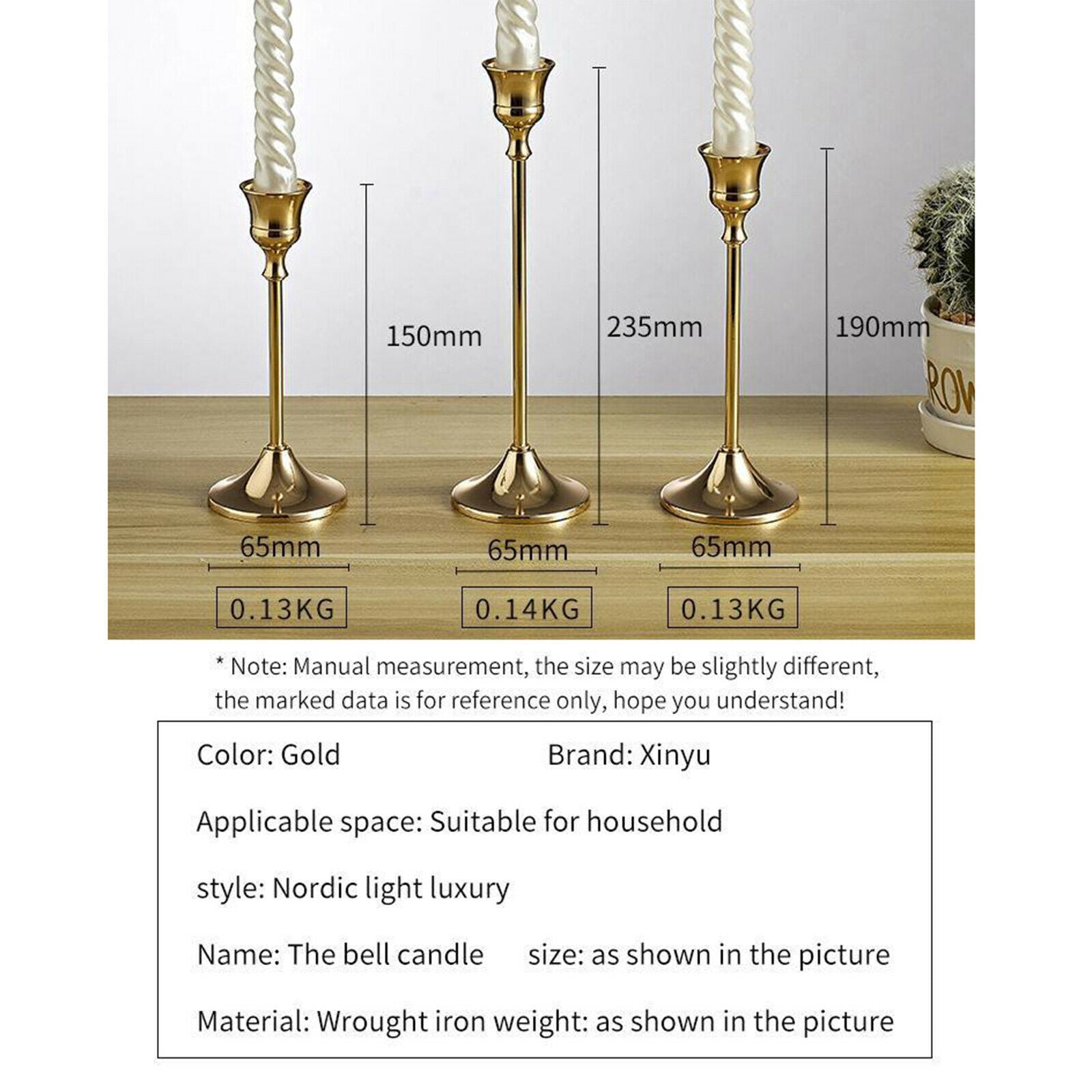 3x Metal Candle Stand Candlestick Holders Taper Stands Wedding Office Decor