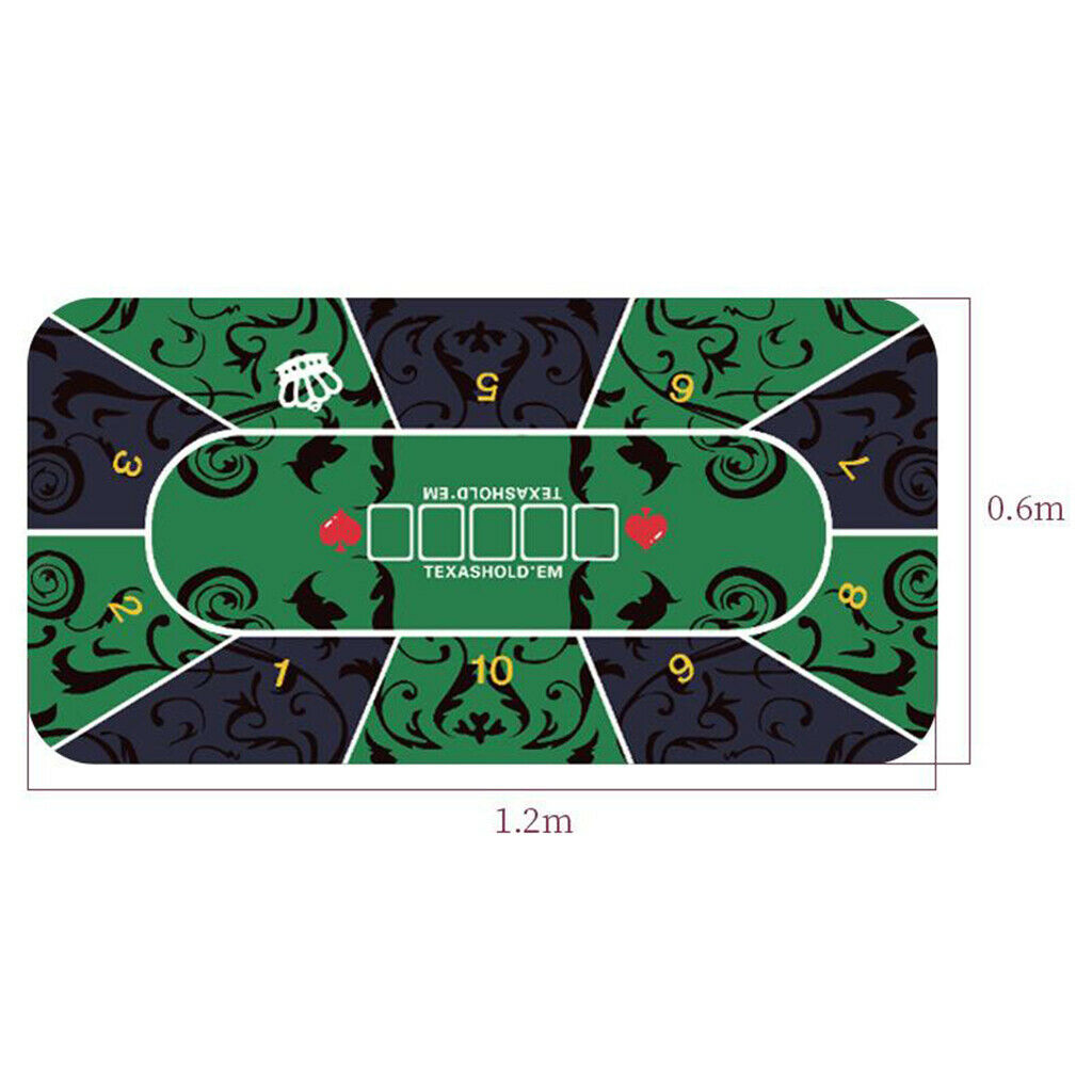 Poker Table Layout Portable Tabletop Mat Anti-slip Roll-up Gaming Green