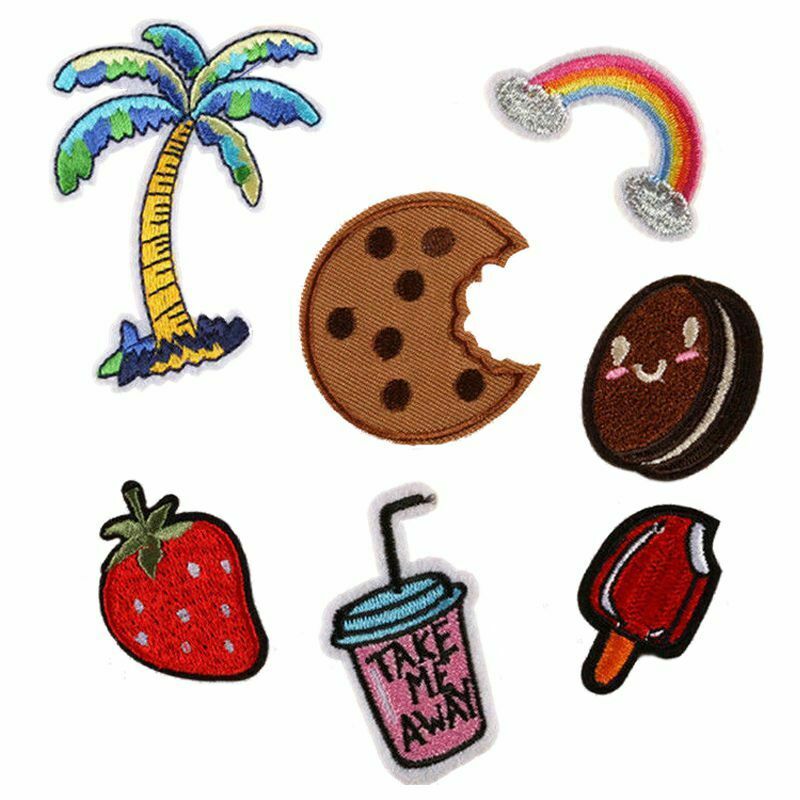 7 Pcs 4 Styles Embroidery Sew Iron On Patch Badge DIY Bag Clothes Polyester ApO4