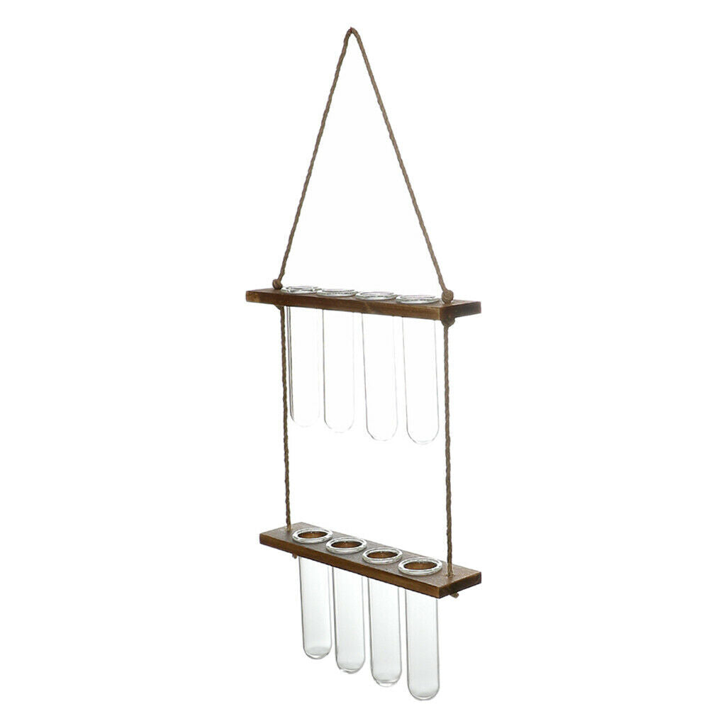Wall Hanging Terrarium with Wooden Stand Glass Planter Propagator Hydroponic