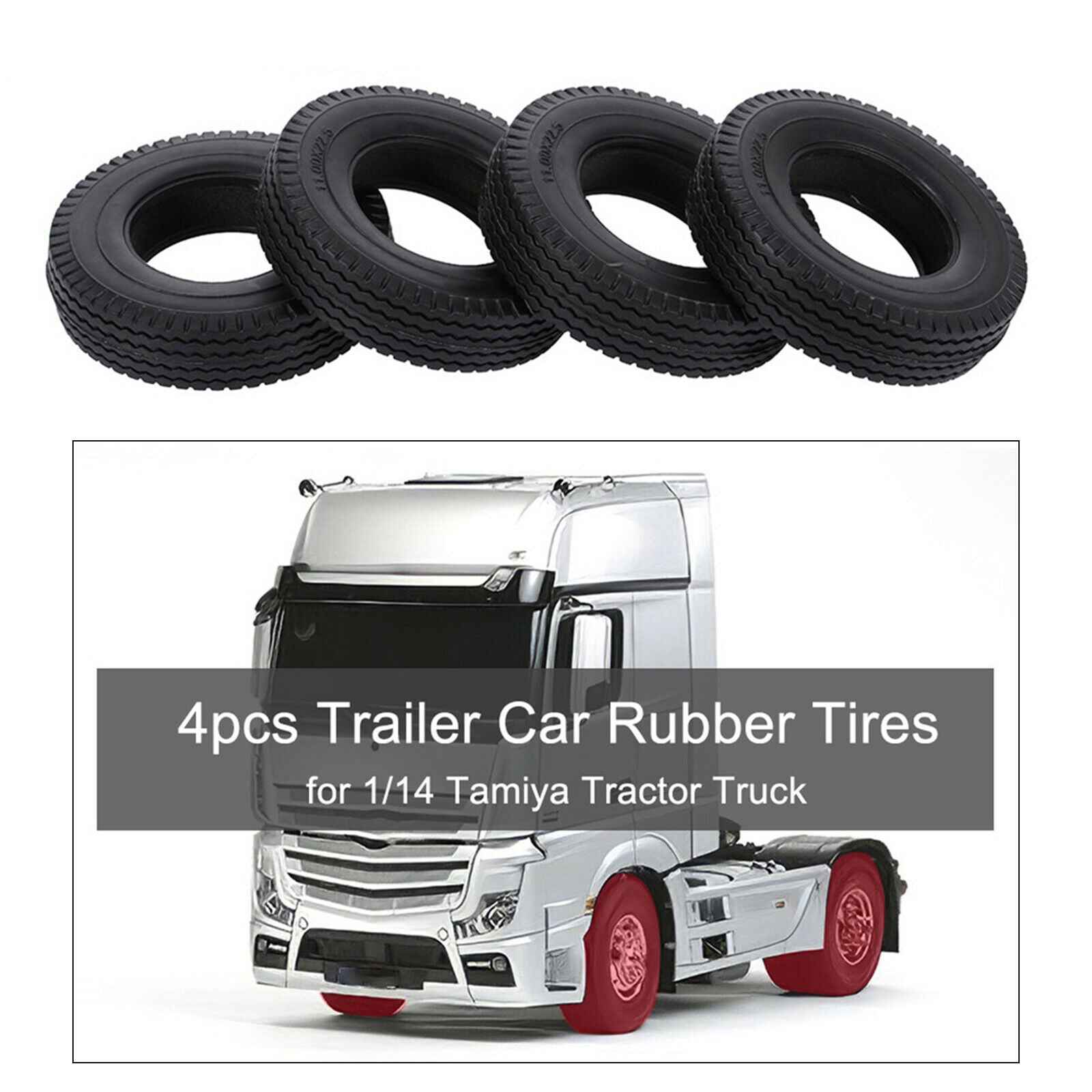1:14 Rubber Tire for Tamiya Crawler Car Buggy Trailer Tractor Accessories
