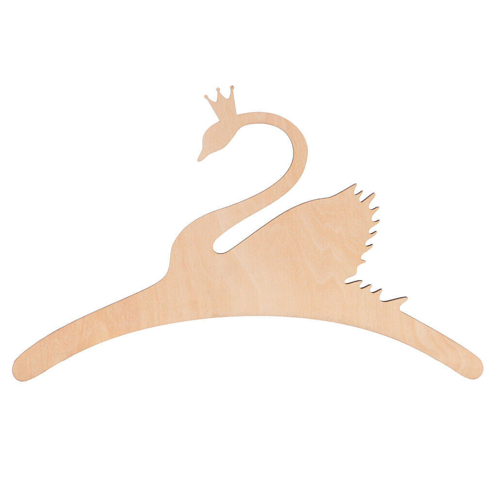 1Pc Cute Swan Shape Kids Room Wooden Coat Clothes Hooks Hangers Natural Wood