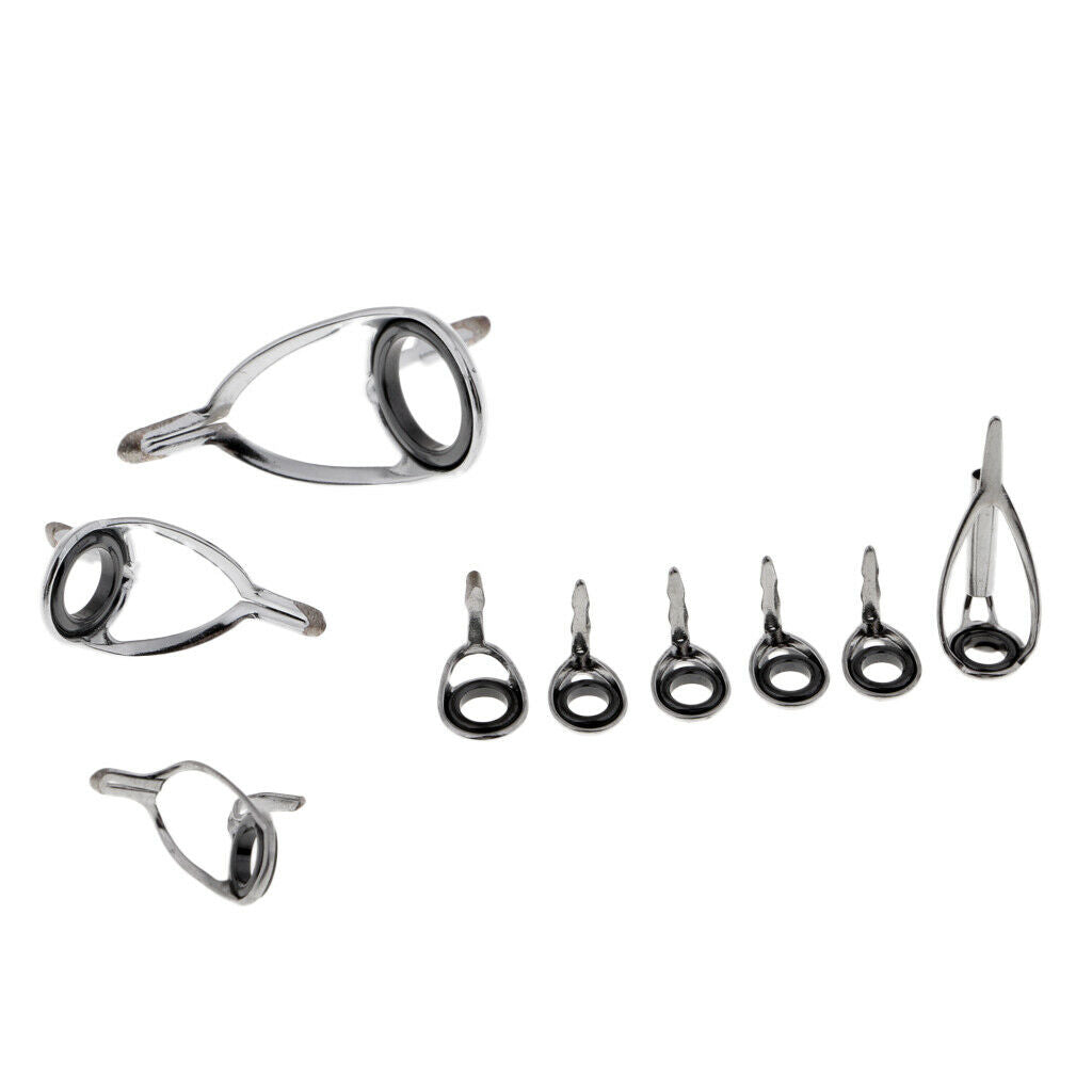 9 Pack Ceramics Fishing Rod Guides Tip Rod Building Repair Eye Ring Set