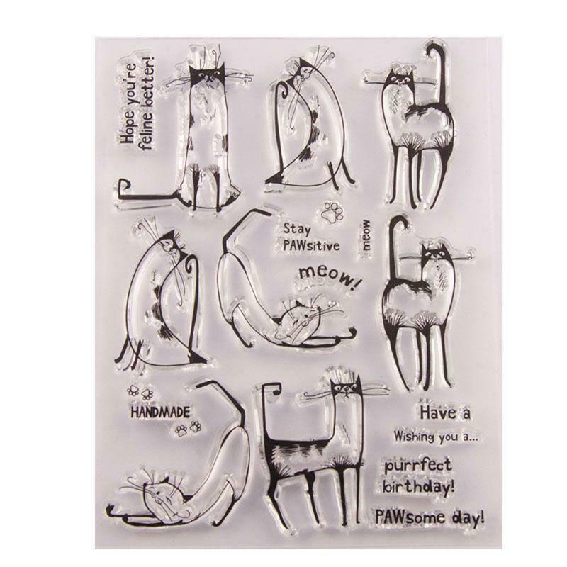 Cute Cat Silicone Clear Stamp Seal DIY Scrapbook Embossing Album Decor Craft Art