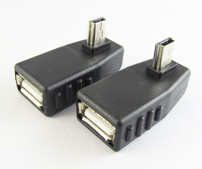 Mini 5pin USB Male To USB 2.O Female OTG Right Angle Adapter Connector 1pc