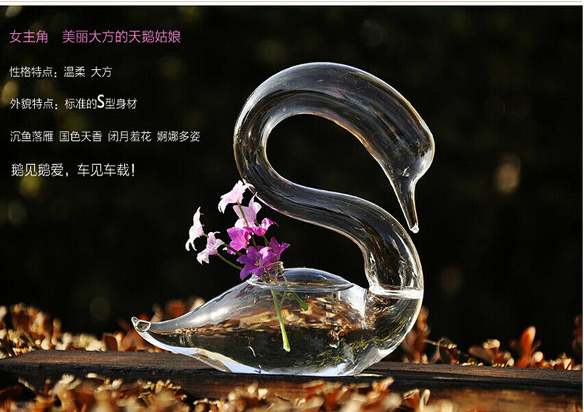 Swan-shaped Table Glass Bottle Vase For Plant Flower Wedding Home Decoration