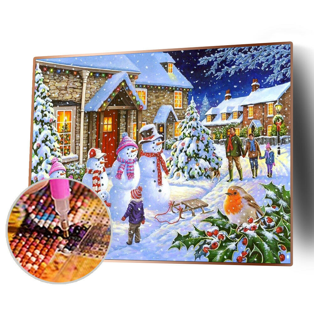 Full Drill Round Diamond Painting Christmas Cross Stitch Embroidery Craft @