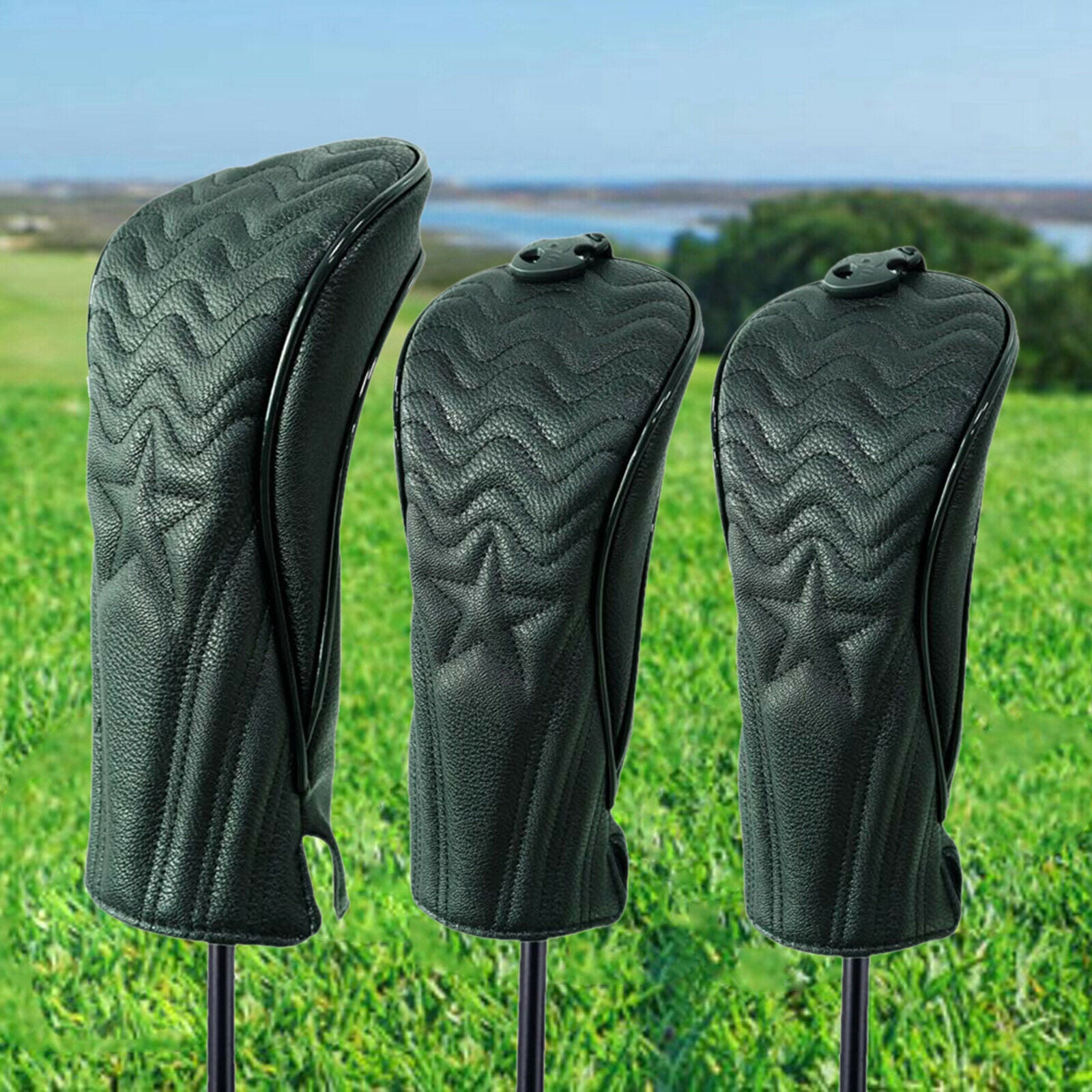 3x PU Leather Golf Head Cover Club Headcover Guard Case Golfer Equipment