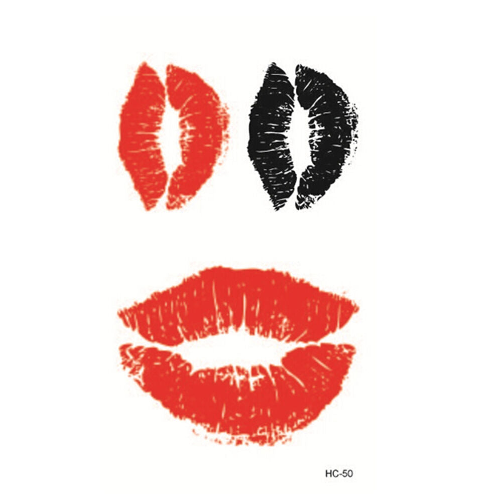 2pcs Sexy lips Tattoo Temporary Body Arm Stickers Black Removable Waterproof BD