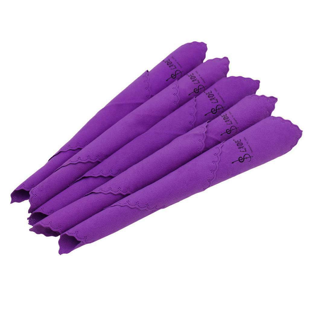 5pcs Microfiber Cleaning Cloth for Guitar Violin Piano Clarinet Sax Purple