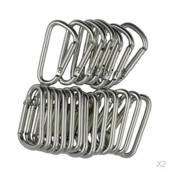 40Pcs Aluminum Carabiners Keychain D Shape Durable D-Ring Carabiner Clip Hook
