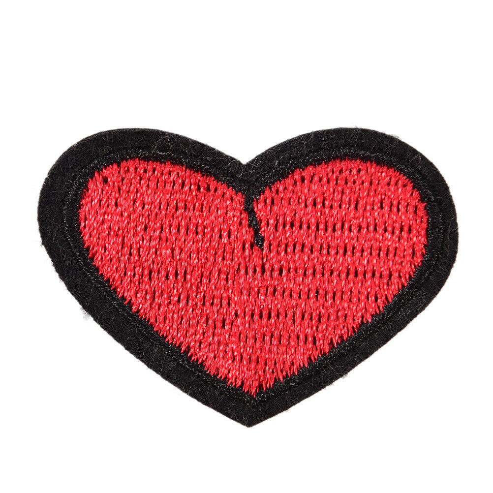Heart IronOn Patch Embroidered Applique Sewing Label Clothes Stickers Appa.l8