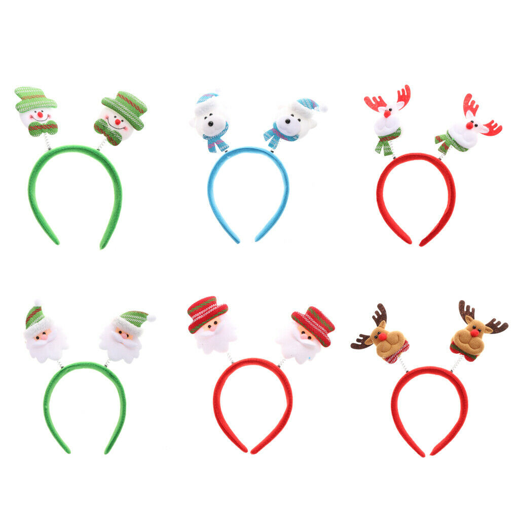 Funny Christmas Themed Headband Santa Claus Head Boppers, Pack of 6