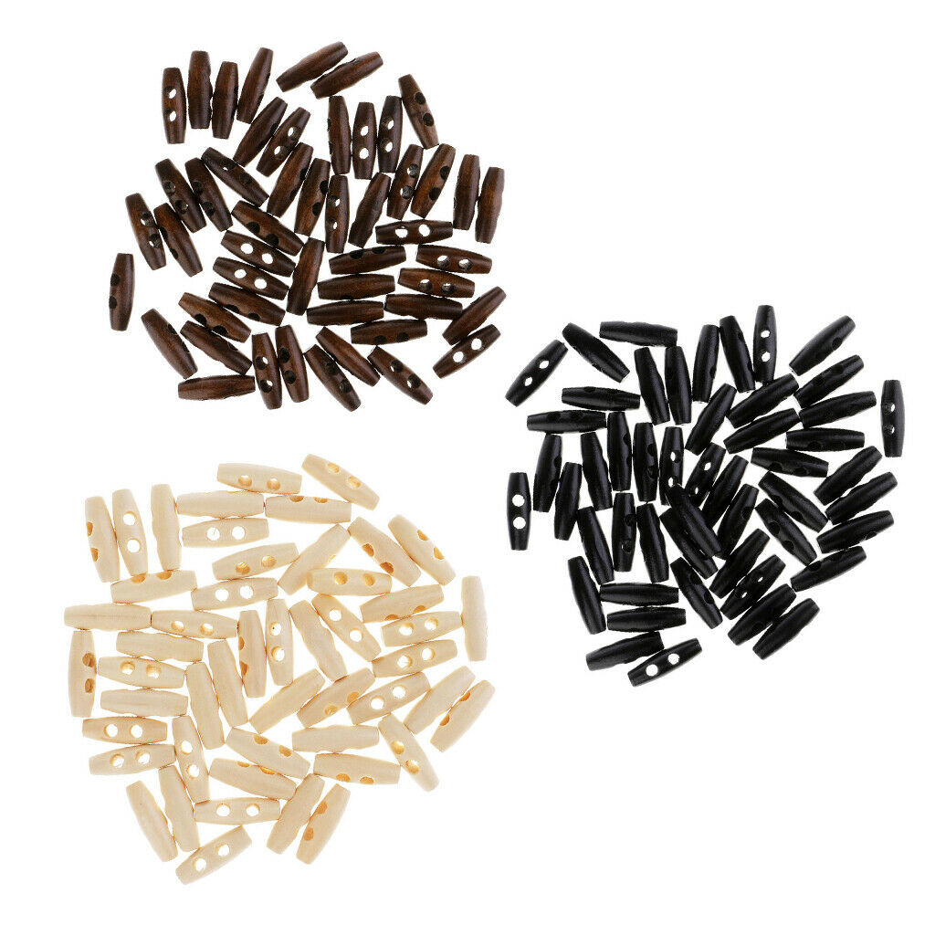150Pcs / set   30mm   Wooden   Coat   Toggle   Horn   2   Holes   DIY   Sewing