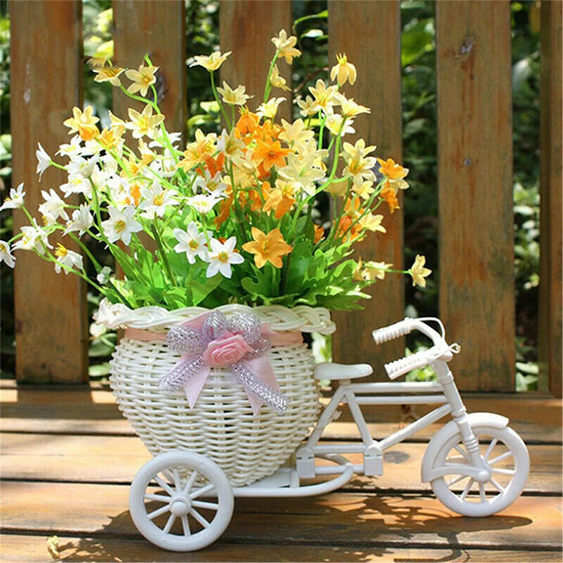 Bicycle shape Flower Basket Garden White Tricycle Bike Design Flower BasketFCA