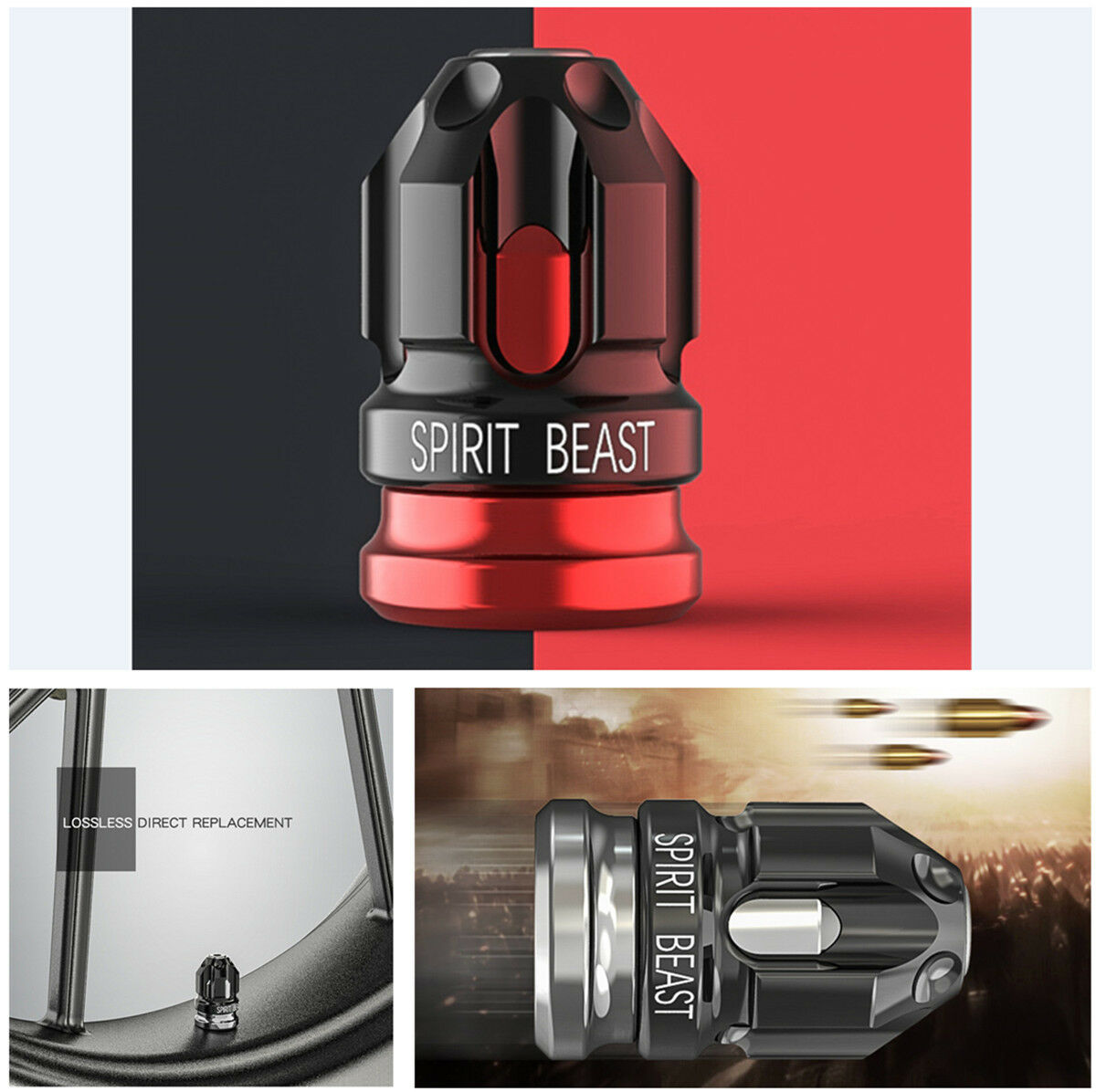 2 Pcs Creative Motorcycle Tire Valve Cover Black & Red Lost Direct Replacement