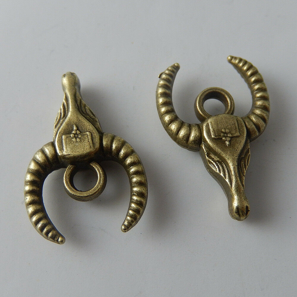 50877Vintage Bronze Alloy Sheep Head Shaped Pendants Charms Finding Crafts 10pcs