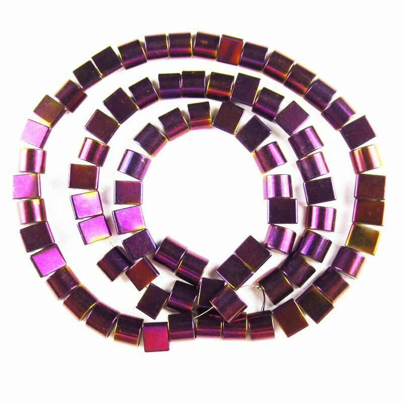 6x5x3mm Purple Hematite Half Ellipse Pendant Loose Bead 15.5 inch 24g A-426TS