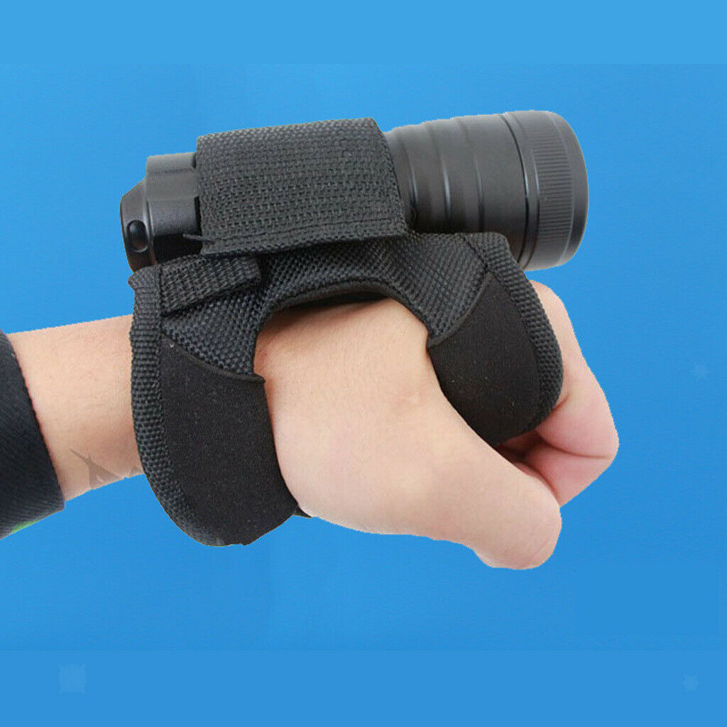 Durable Nylon Black Diving Flashlight Holder Glove Universal Wristband