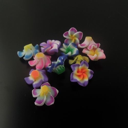 14mm Cute Polymer Clay Mixed Color Flower Beads Charms Jewelry Finding 50PCS
