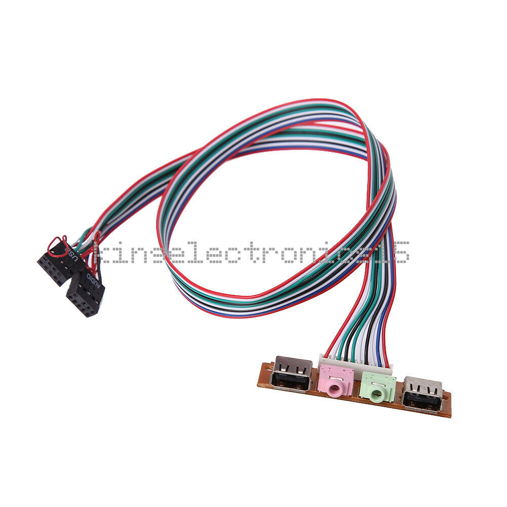 6.8cm 2 USB PC Computer Case Front Panel USB Audio Port Mic Earphone Cable