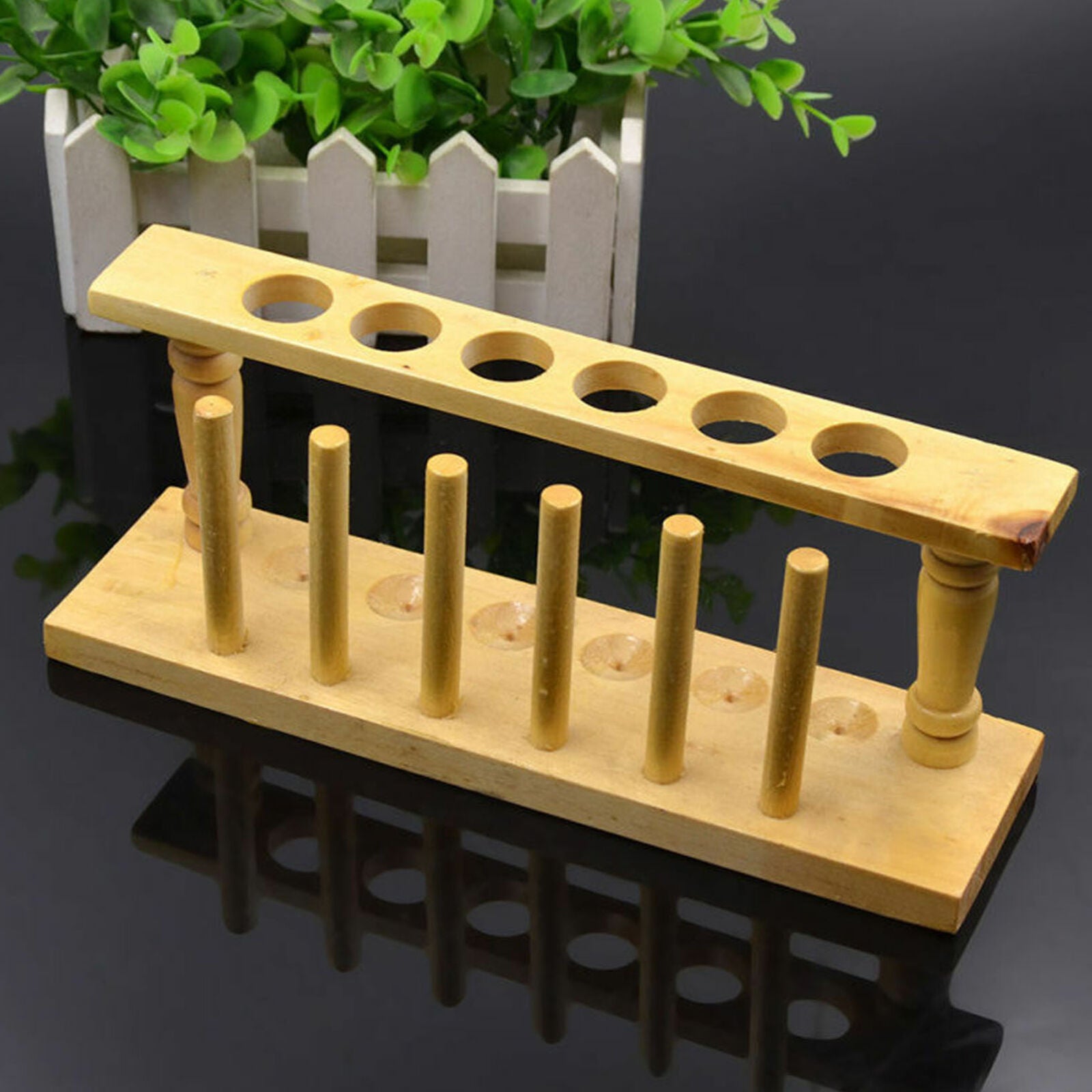 6 Holes 20mm Wooden Lab Test Tube Rack Holder Laboratory for Burette Stand